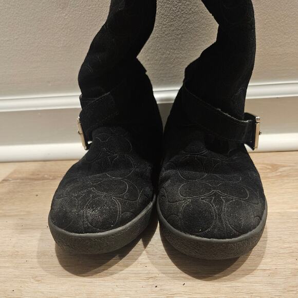 Coach Black Signature Print Leather Thelma Mid-Calf Winter Boot sz 6.5B Casual - Picture 6 of 8